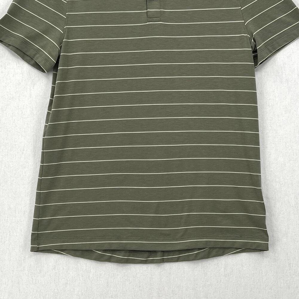 LULULEMON Evolution Short Sleeve Polo Shirt Mens XS Green Nevis Striped Sage - Picture 9 of 15